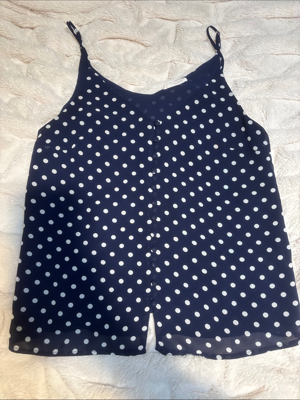 Sophie Rue Ieisha Button Front Navy Polka Dot Camisole Tank Top